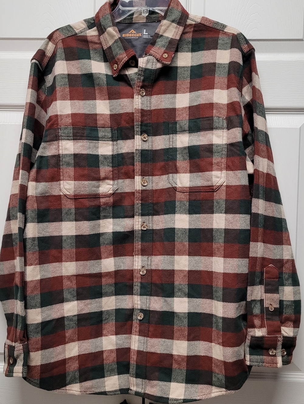 Ridgecut Tough Wear Shirt Mens Large Plaid Button Up Heavyweight 100% Cotton